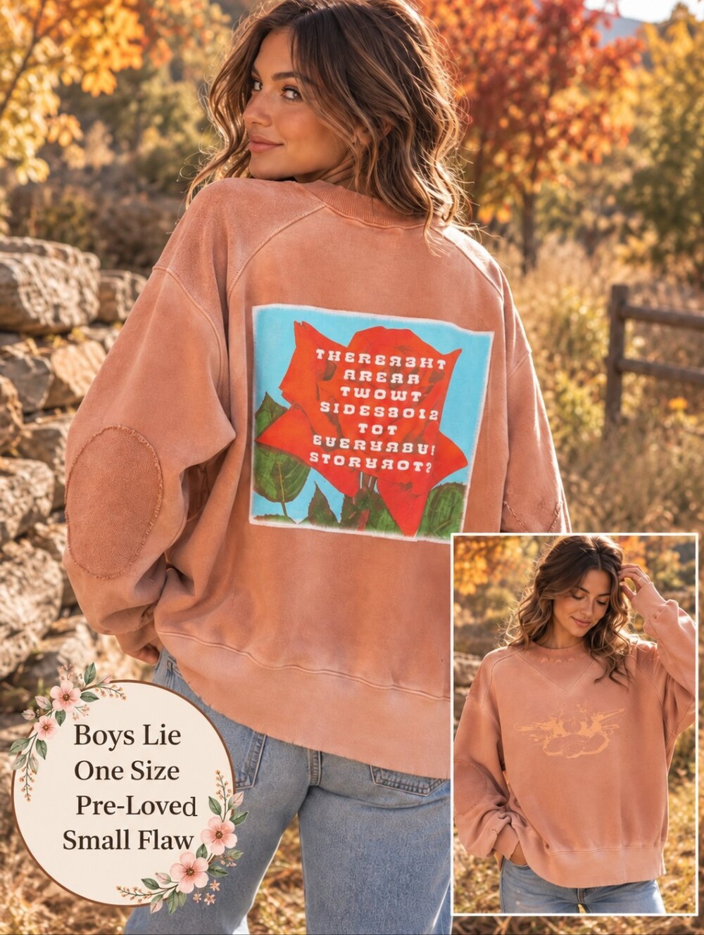 Boys Lie From This Perspective Oversized Crewneck | One Size | Pre-Loved